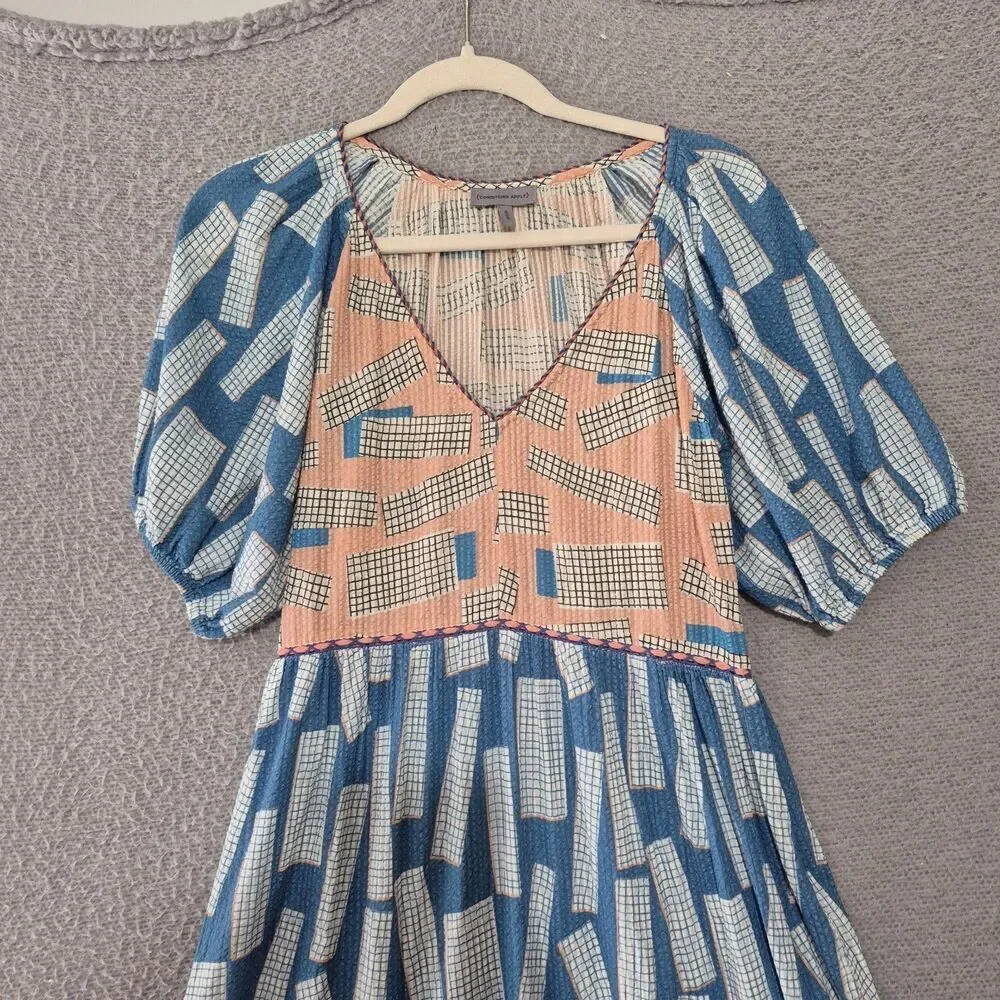 Conditions Apply Women's Cotton Puff Sleeves V-Neck Gabrieliya Maxi Dress M - Picture 5 of 9